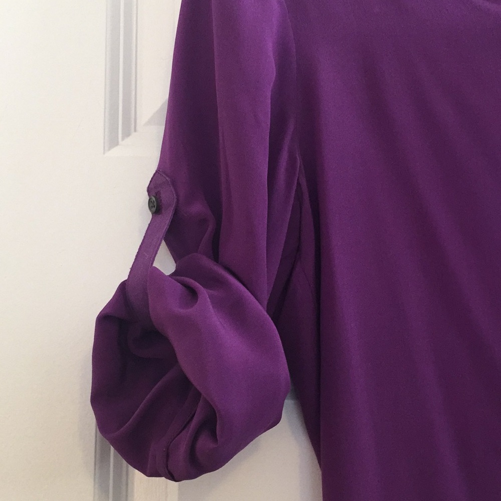 PURPLE Banana Republic Silk Roll Tab Blouse - Picture 8 of 8